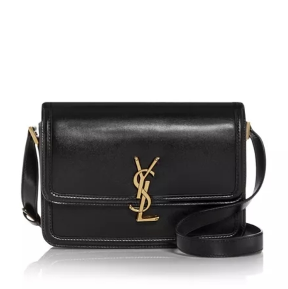 Saint Laurent Handbags - Saint Laurent YSL Medium Solferino Leather Satchel Shoulder Bag in Black